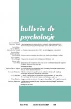 Bulletin de psychologie n° 586